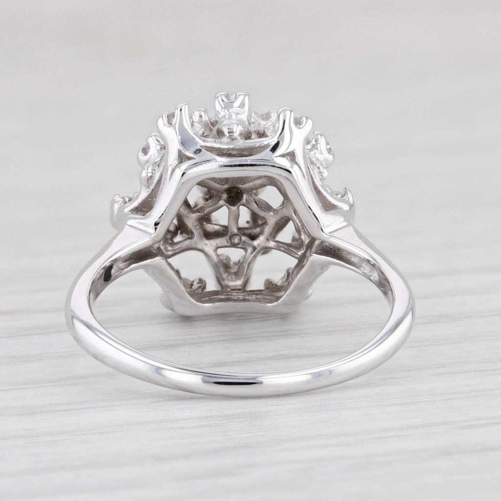 Light Gray Vintage 0.37ctw Diamond Cluster Ring 14k White Gold Size 6.5 Engagement