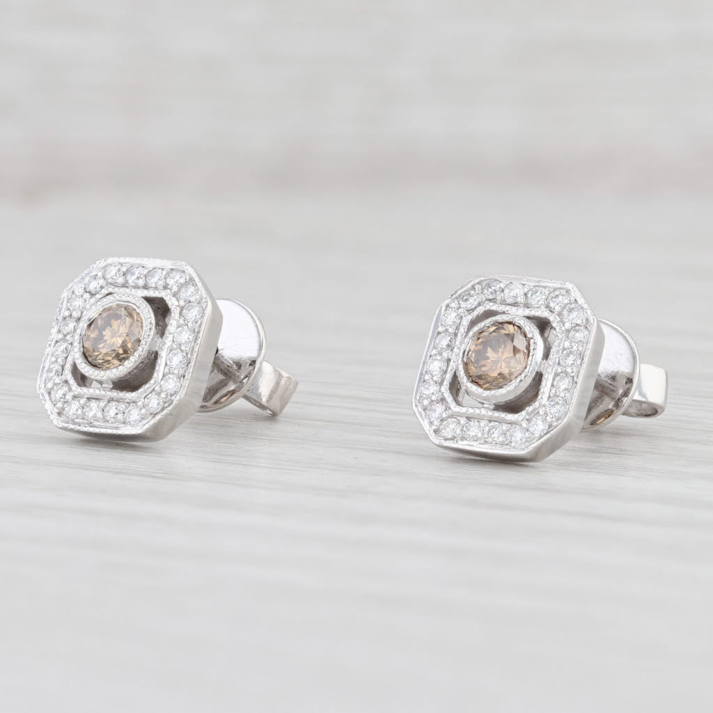 Light Gray Le Vian 0.76ctw Chocolate Diamond Halo Earrings 14k White Gold Pierced Studs