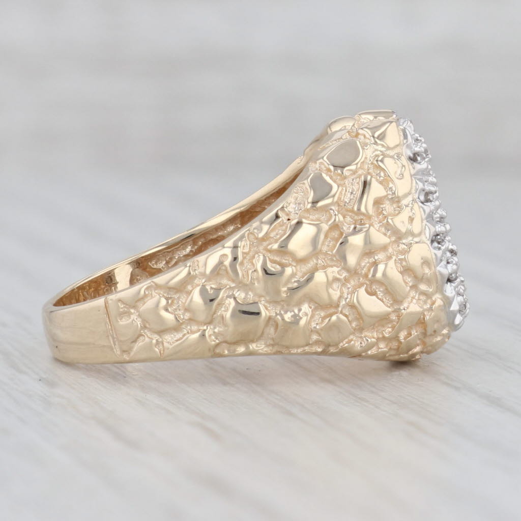 Light Gray Diamond Horseshoe Ring 10k Yellow Gold Nugget Size 10 Western Jewelry