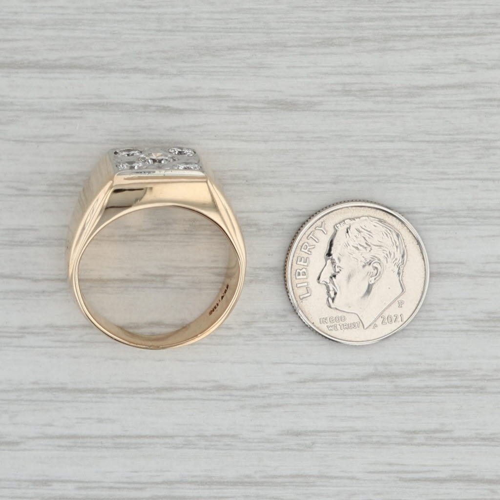 Gray 0.82ctw Diamond Cluster Ring 14k Yellow White Gold Size 8.25