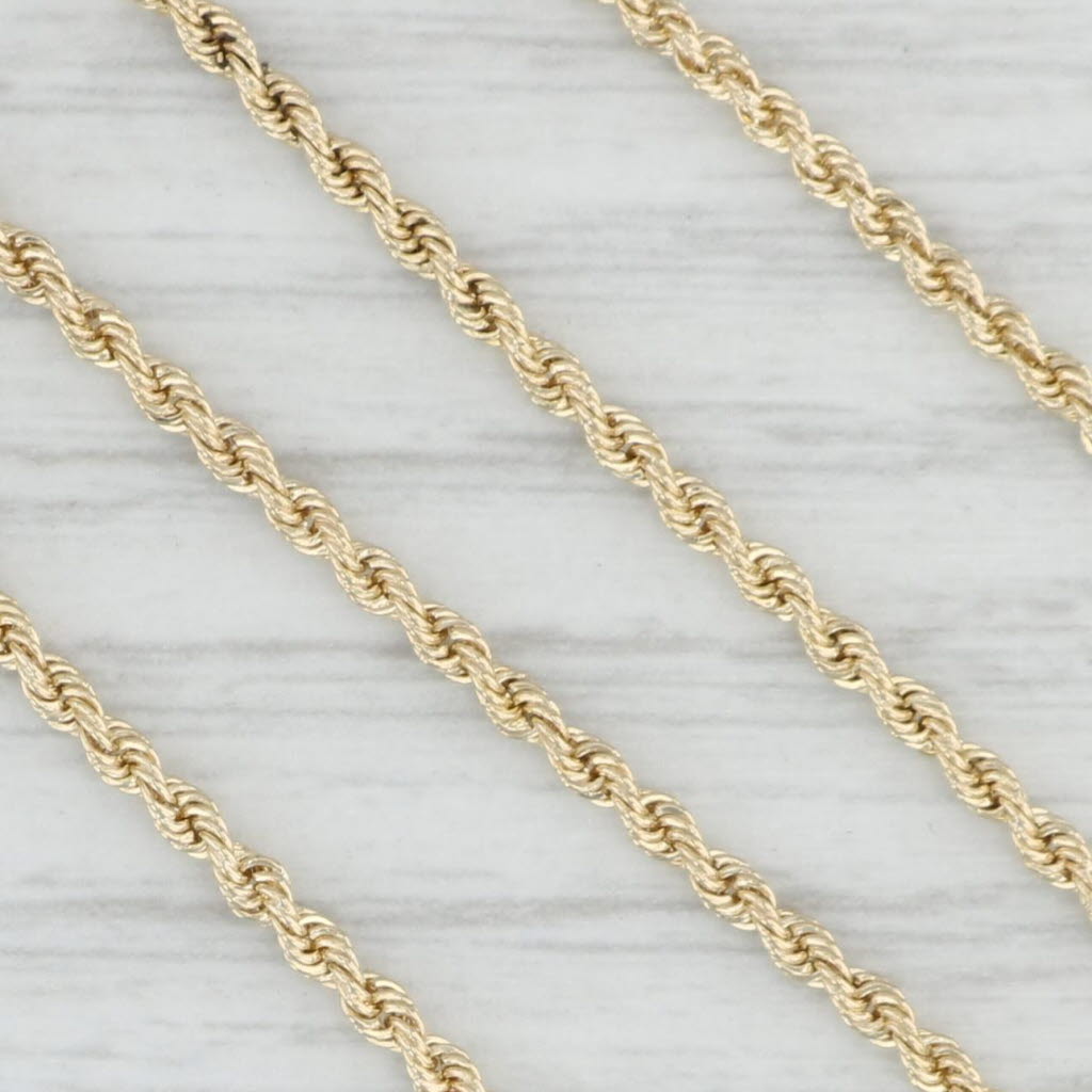 Light Gray 23.5" 1.8mm Long Rope Chain Necklace 14k Yellow Gold Tube Clasp