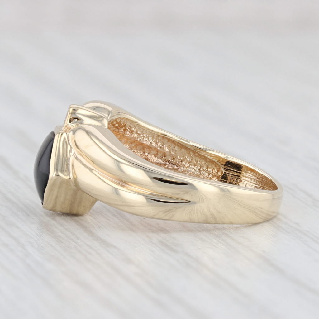 Light Gray Onyx Diamond Ring 14k Yellow Gold Size 5.75 Stackable