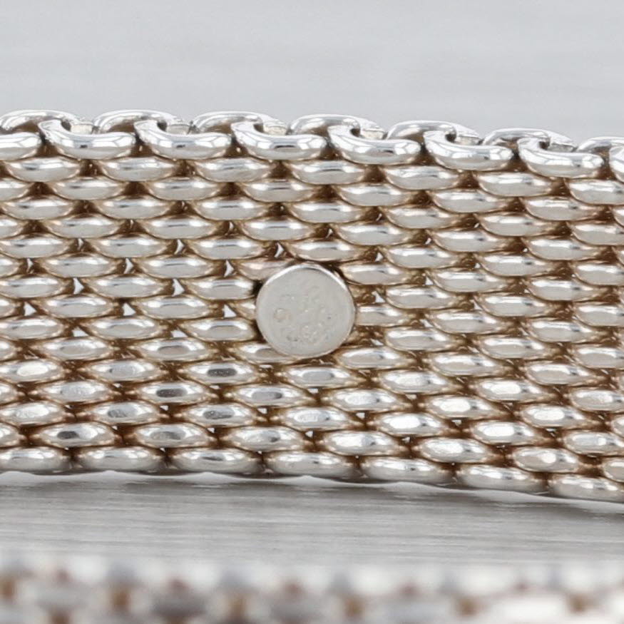 Gray Mesh Chain Bracelet Sterling Silver 925 7.5" 12.3mm Pull Over Statement