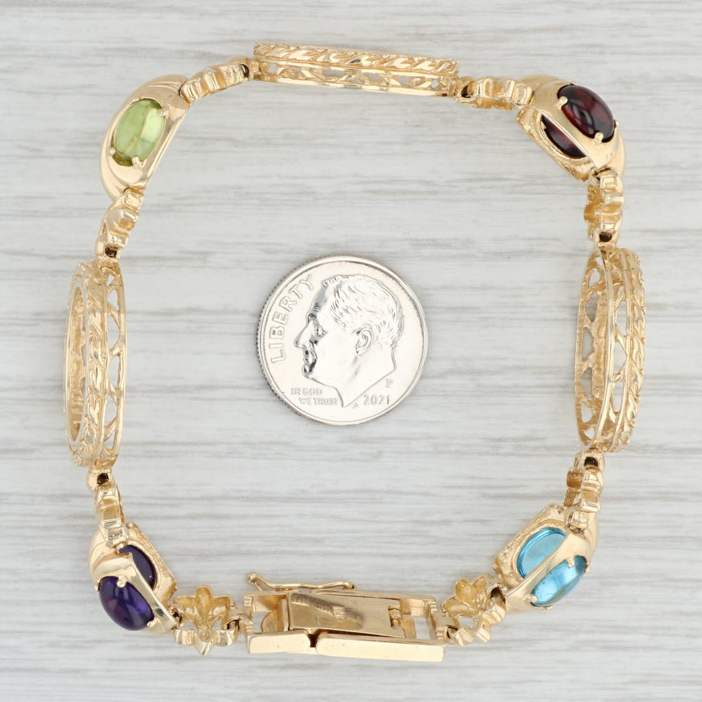 Light Gray Gemstone Coin Holder Bracelet 14k Yellow Gold Holds 1/10 American Gold Eagles