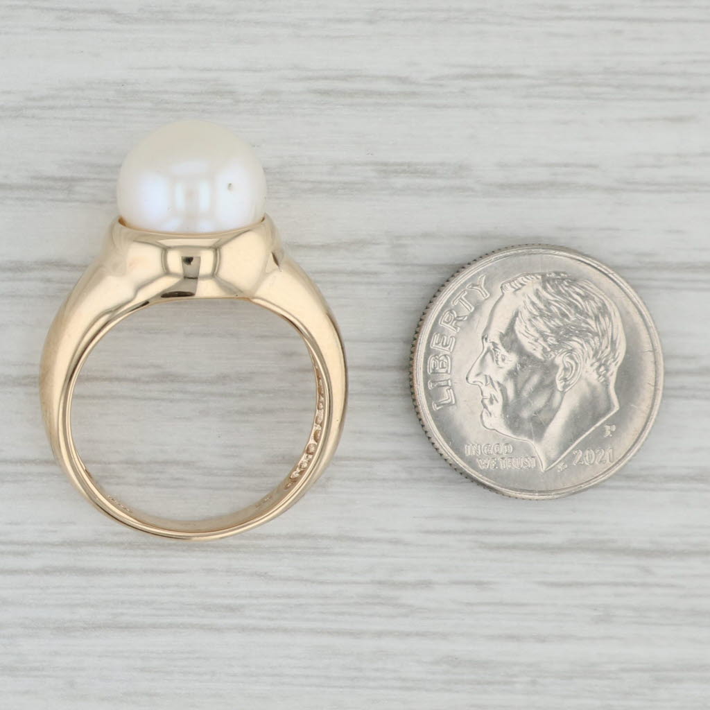 Gray Cultured Pearl Solitaire Ring 14k Yellow Gold Size 7