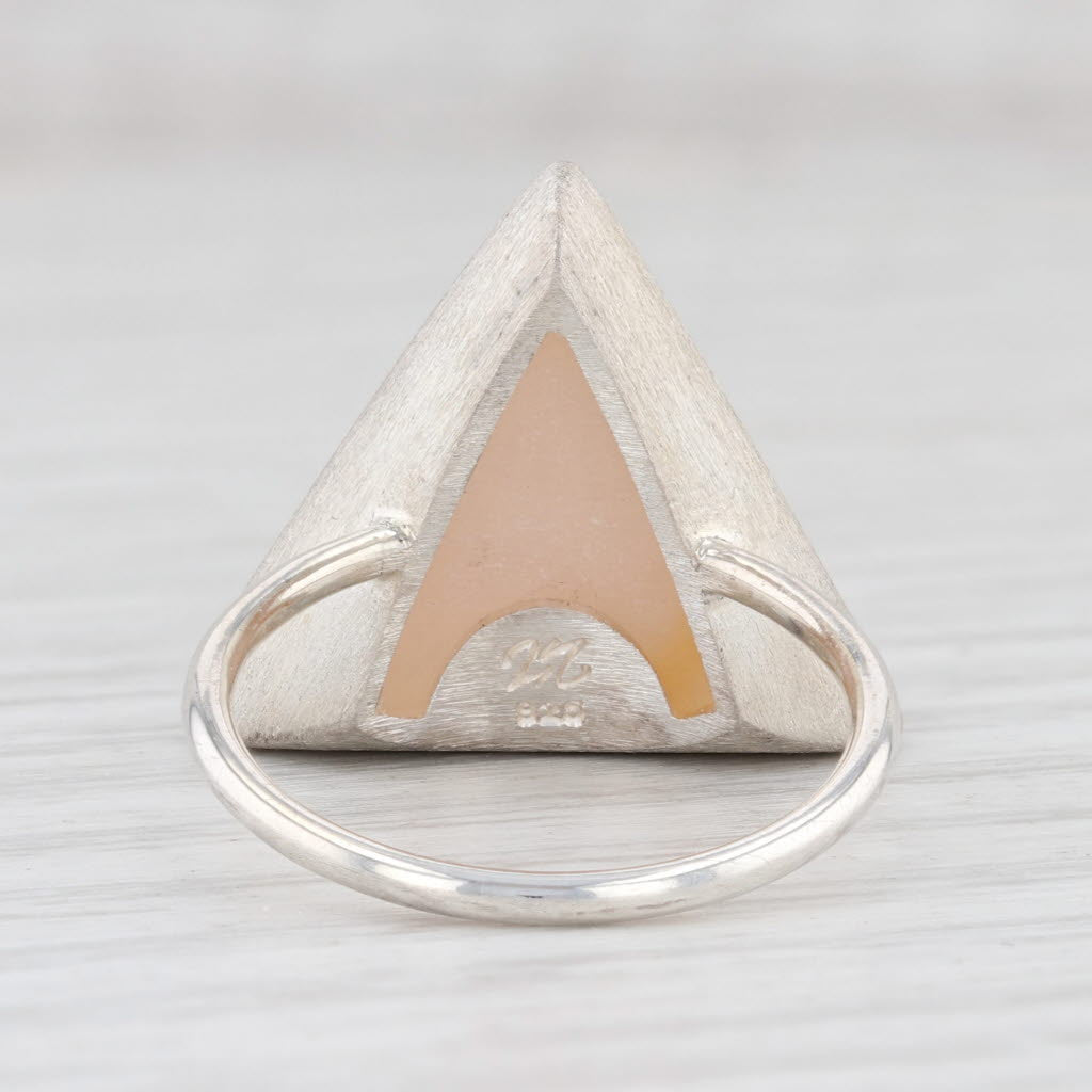 Light Gray New Nina Nguyen Bamboo Trio Sand Druzy Quartz Ring Sterling Silver Size 7.25
