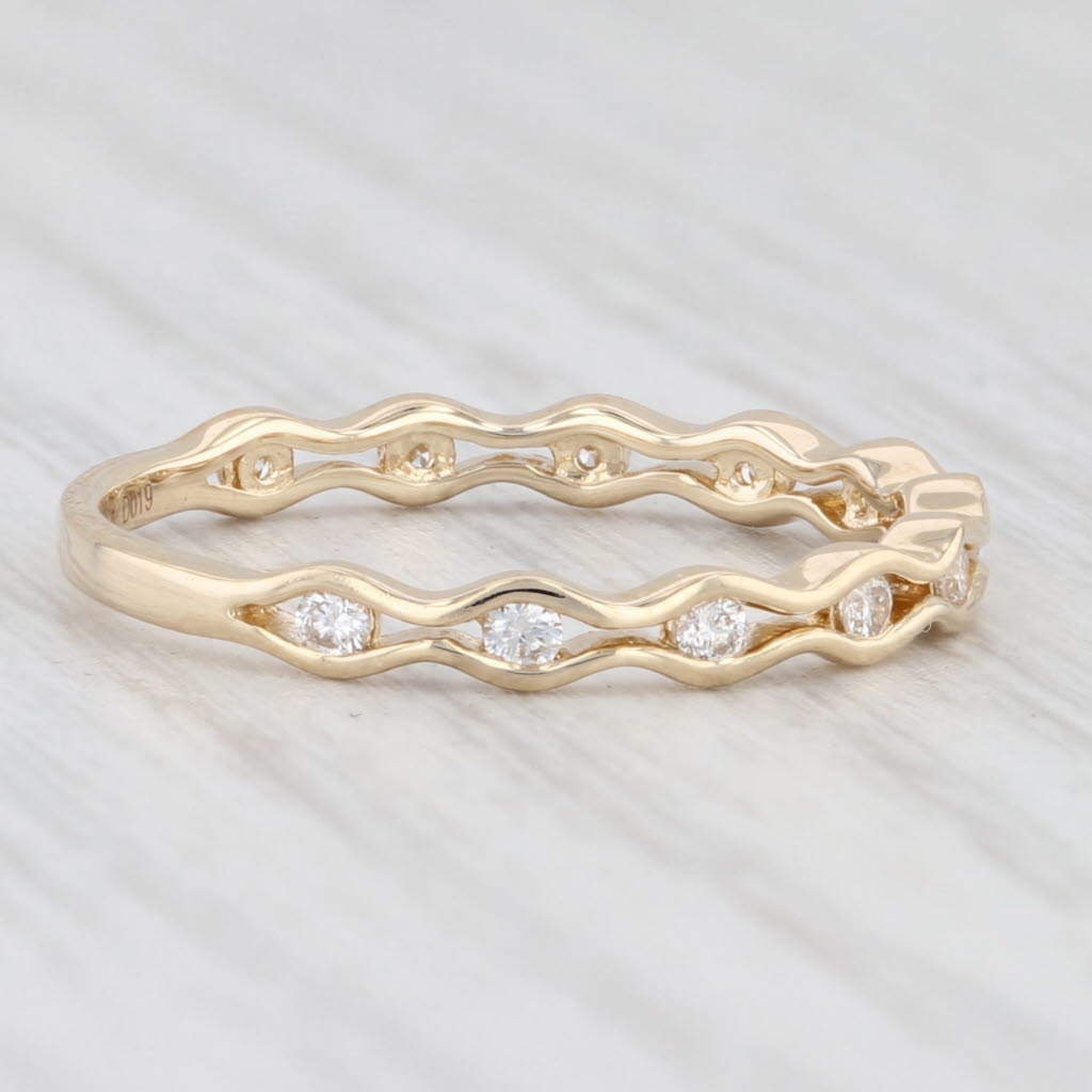 Light Gray New 0.19ctw Diamond Wedding Band 14k Yellow Gold Size 6.5 Stackable Ring