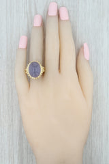 Gray New Sarosi Purple Chalcedony Statement Ring 18k Yellow Gold Size 6 Solitaire