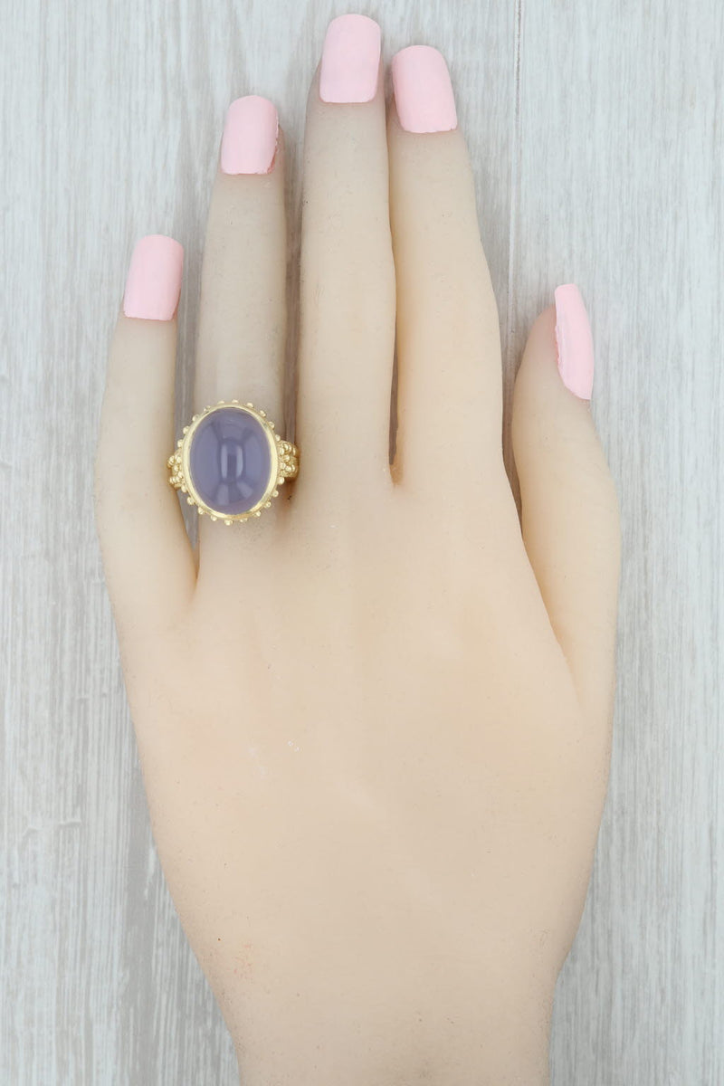 Gray New Sarosi Purple Chalcedony Statement Ring 18k Yellow Gold Size 6 Solitaire