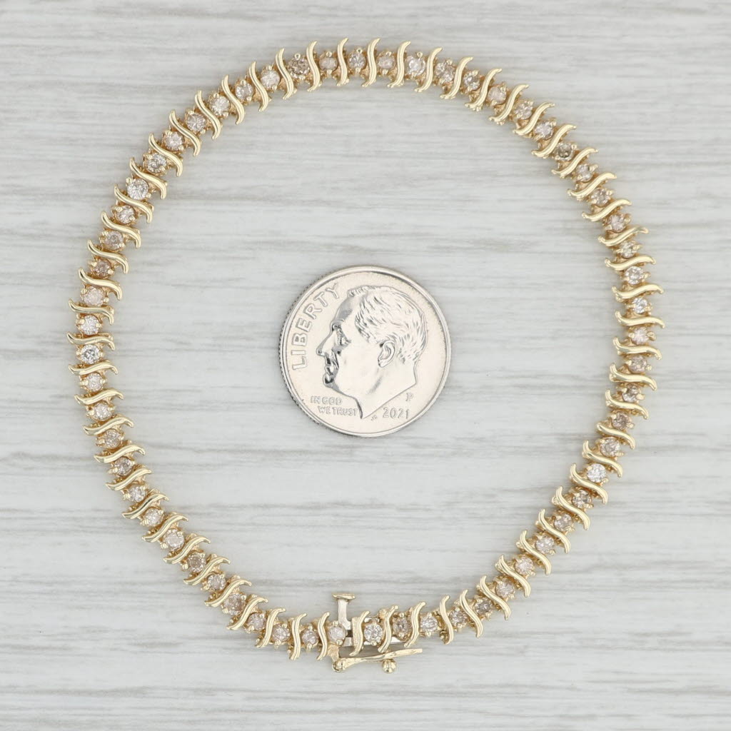 Light Gray 1.90ctw Diamond Tennis Bracelet 7" 10k Yellow Gold 5mm