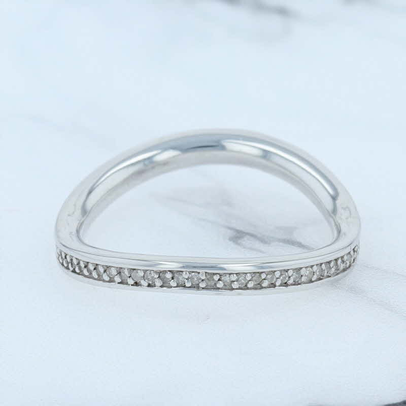 Lavender New Contoured 0.16ctw Diamond Ring Sterling Silver Eternity Stackable Size 6.25