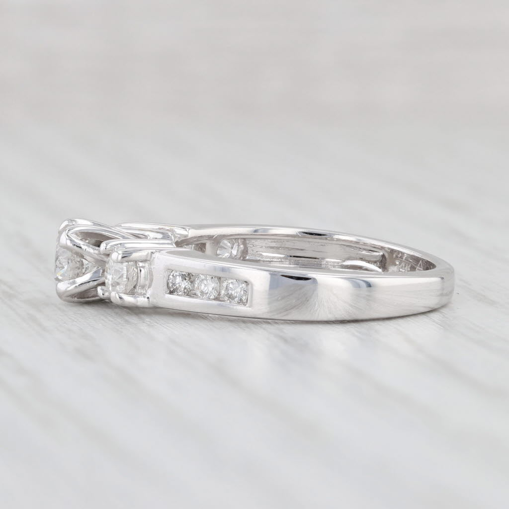 Light Gray 0.92ctw 3Stone Diamond Engagement Ring 14k White Gold Size 6.5 Round Cut
