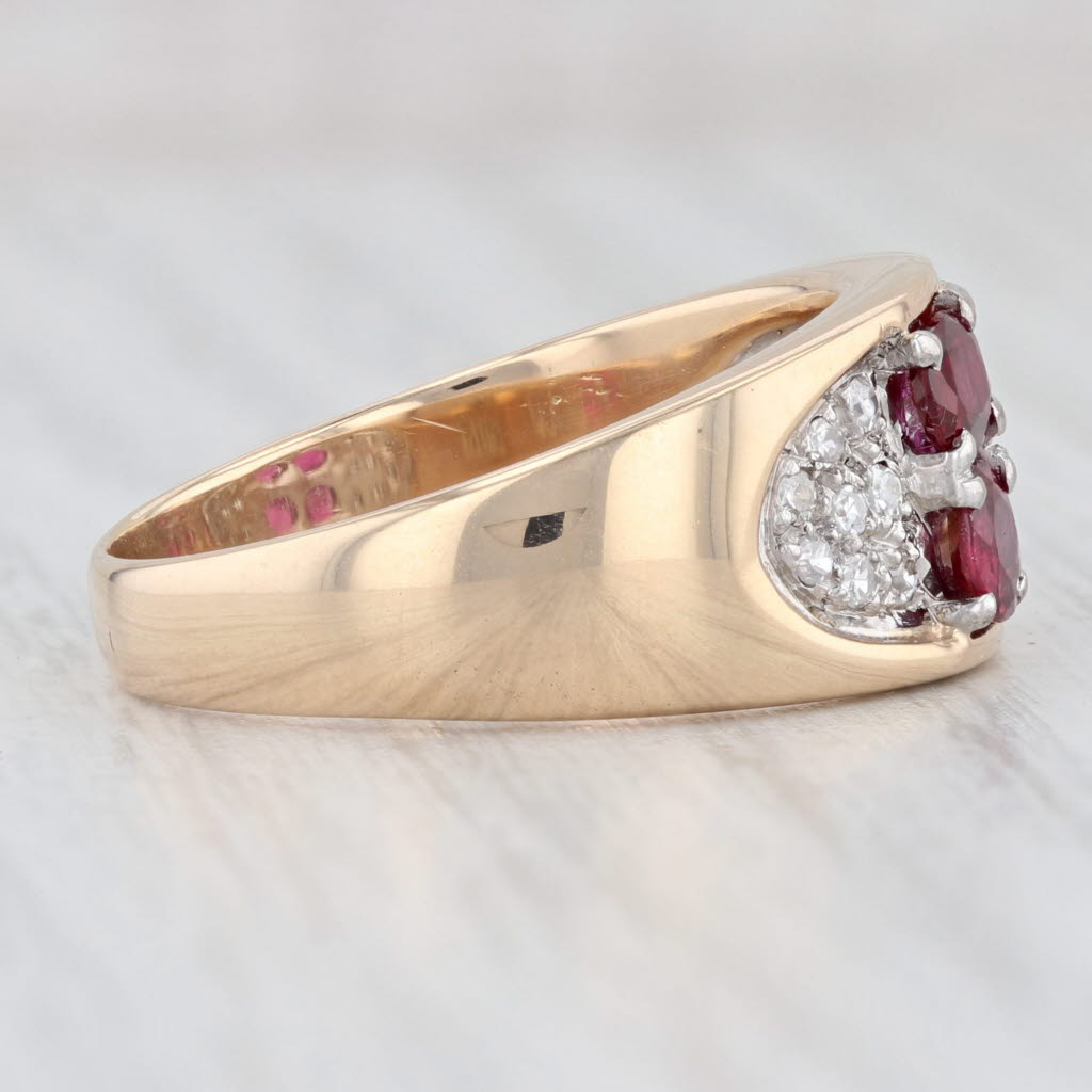 Light Gray 0.82ctw Ruby Diamond Flower Ring 14k Yellow Gold Size 7.75-8 Women's