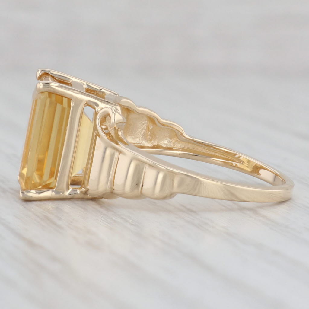 Light Gray 4.50ct Emerald Cut Citrine Solitaire Ring 14k Gold November Birthstone Size 7