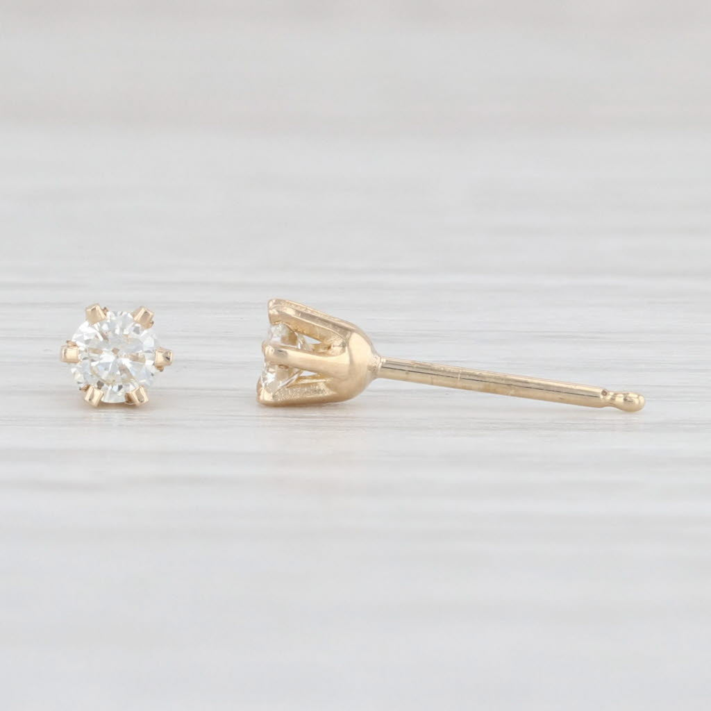 Light Gray 0.20ctw Diamond Stud Earrings 14k Yellow Gold Round Solitaire April Birthstone