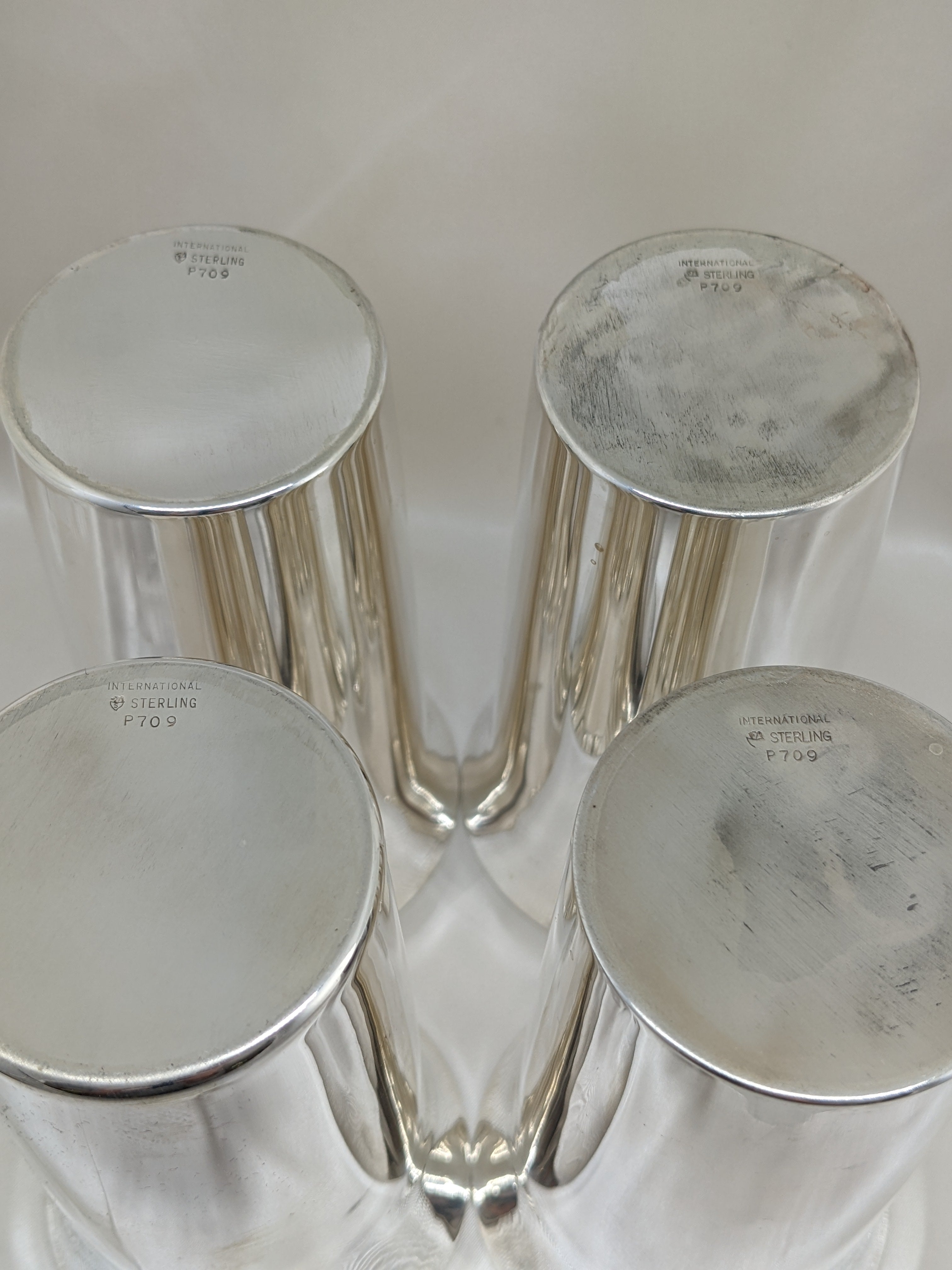 Dark Gray Set of 4 Mint Julip Cups Sterling P709 International Silver 5.25" Drinkware