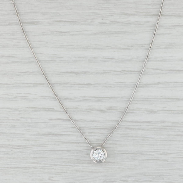 Light Gray 0.74ct Diamond Solitaire Pendant Necklace 14k White Gold 18" Cable Chain