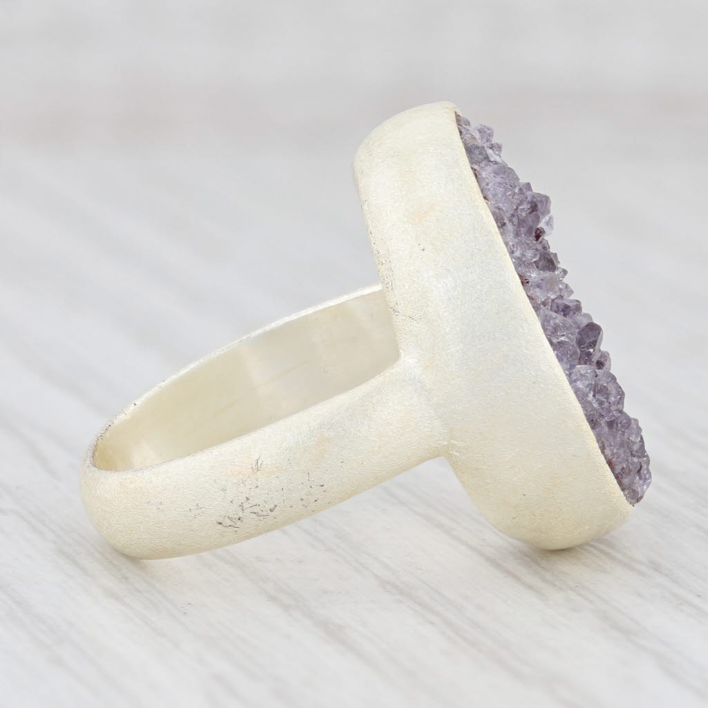 Light Gray New Nina Nguyen Statement Ring Amethyst Druzy Sterling Silver Size 7.25