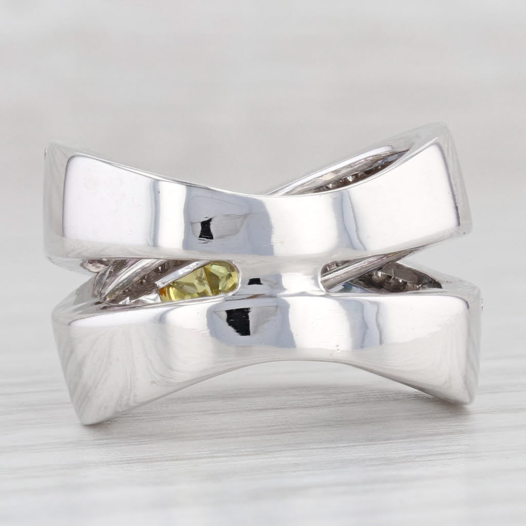 Light Gray 2.50ctw Crossover Multicolor Sapphire Diamond Ring 14k White Gold Size 5.75