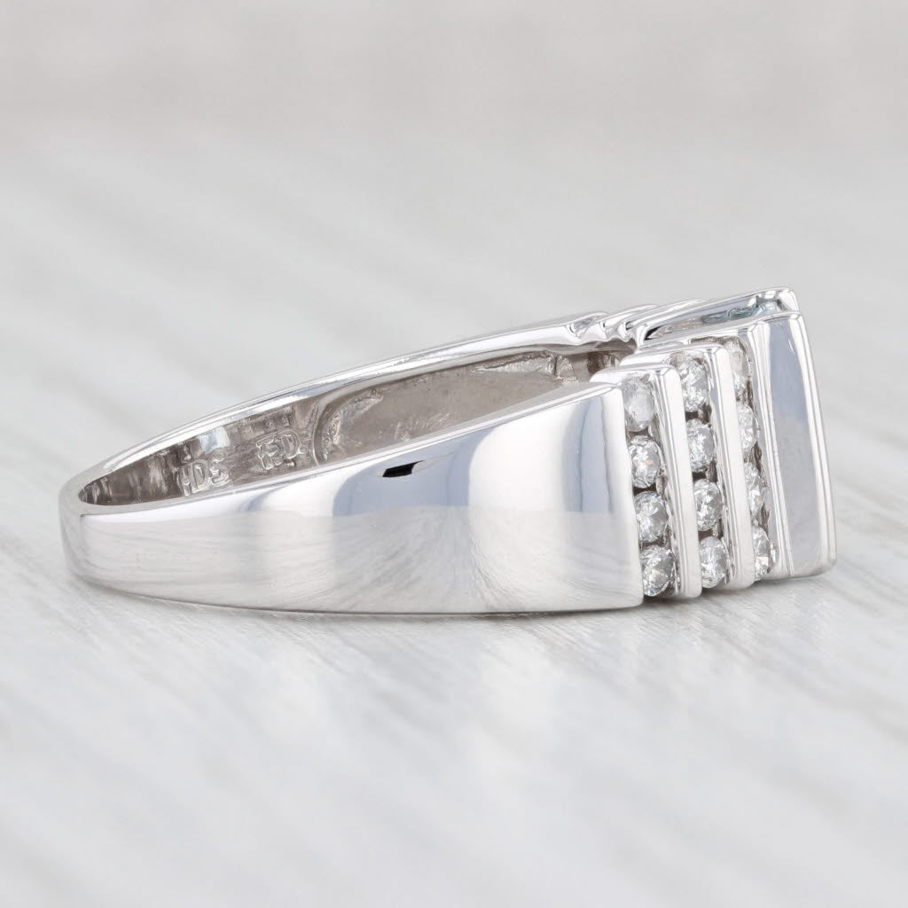 Light Gray 1.65ctw Aquamarine Diamond Ring 14k White Gold Size 8.5 March Birthstone
