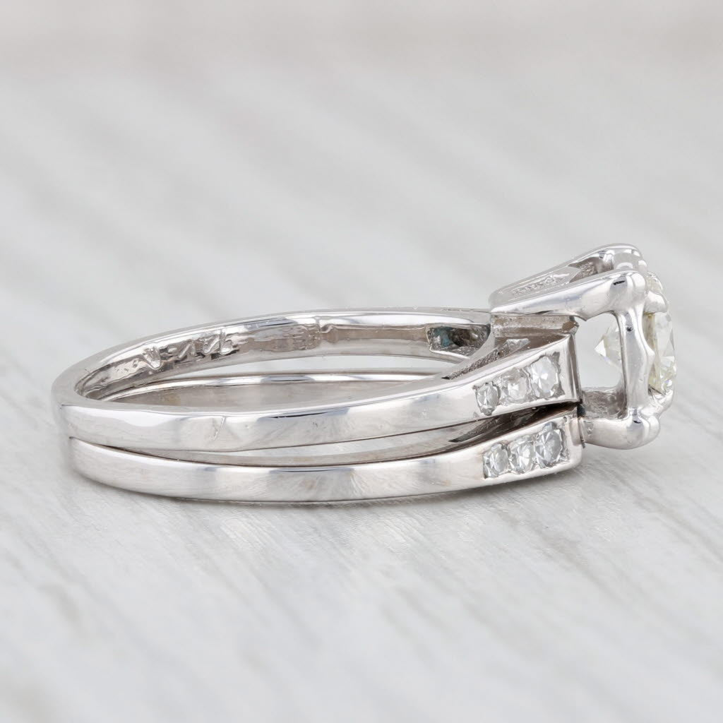 Light Gray 0.58ctw Round Diamond Engagement Ring Wedding Band Bridal Set 14k White Gold