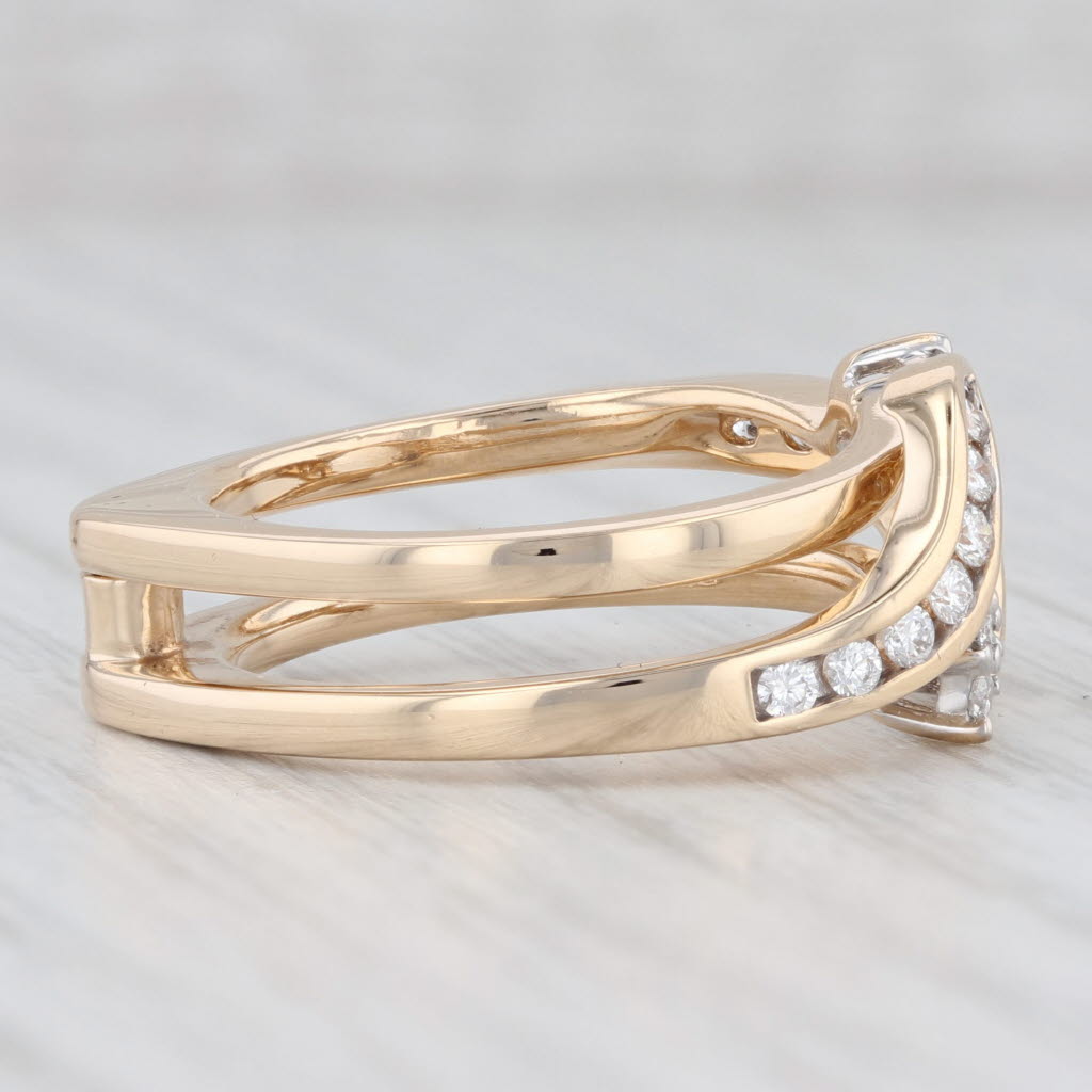 Light Gray 0.33ctw Diamond Ring Jacket 14k Yellow Gold Size 7.5 Guard Opens Bridal