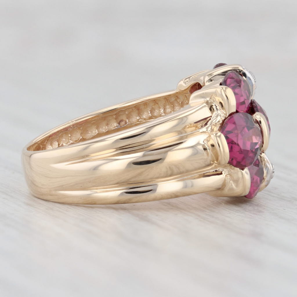 Light Gray 5.3ctw Rhodolite Garnet Cluster Ring 14k Yellow Gold Size 7.25 Cocktail
