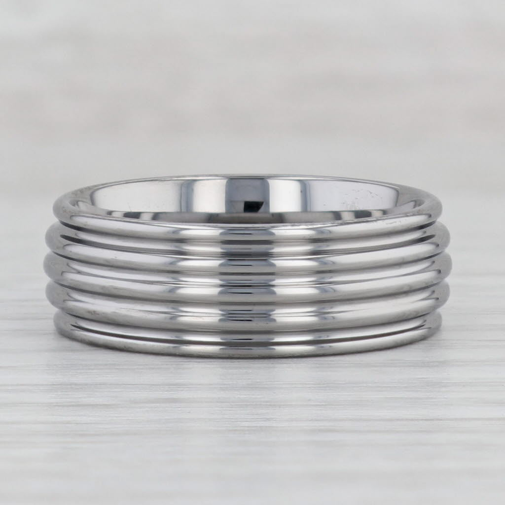 Gray New Ridged Tungsten Carbide Ring Wedding Band 8mm Size 10.5