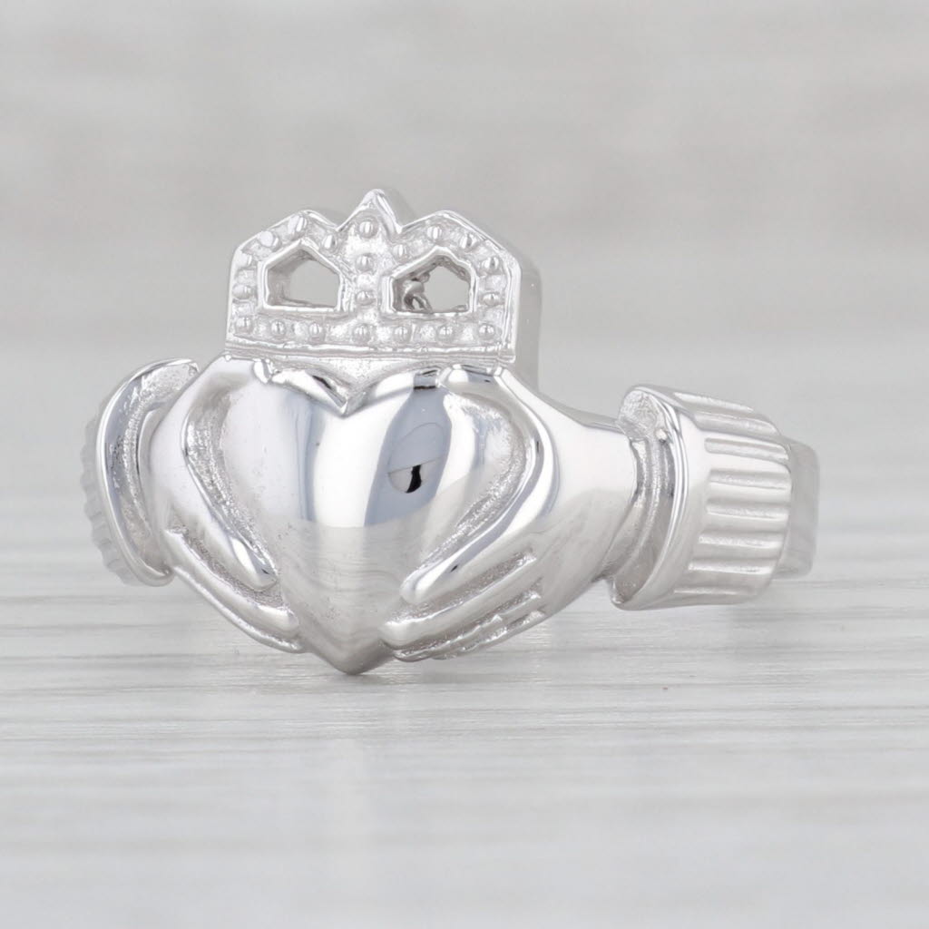 Gray Irish Claddagh Ring 14k White Gold Wedding Statement Stuller Size 9.25