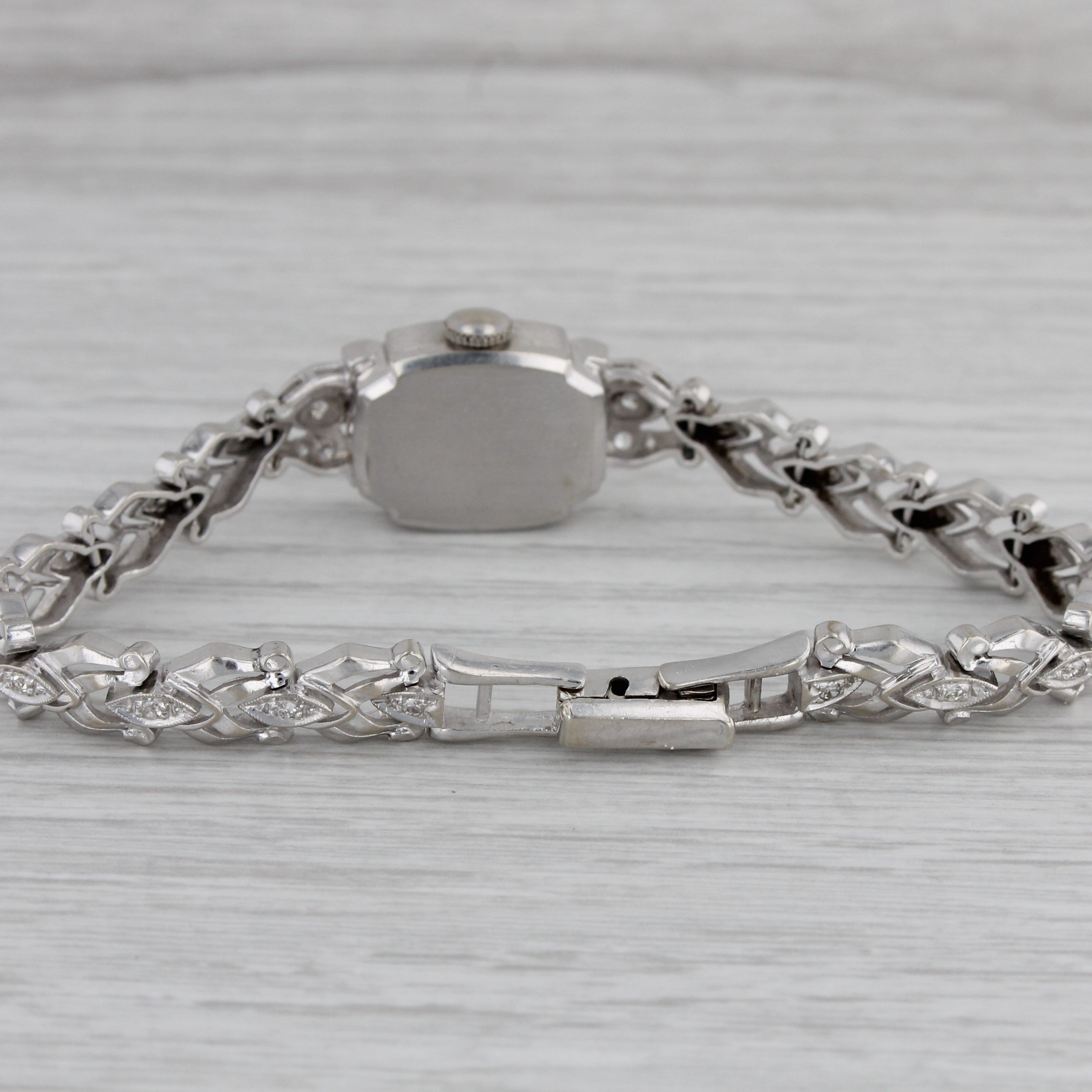 Gray Antique Jordan 14k White Gold Diamond Ladies Bracelet Watch 0.54ctw - Serviced