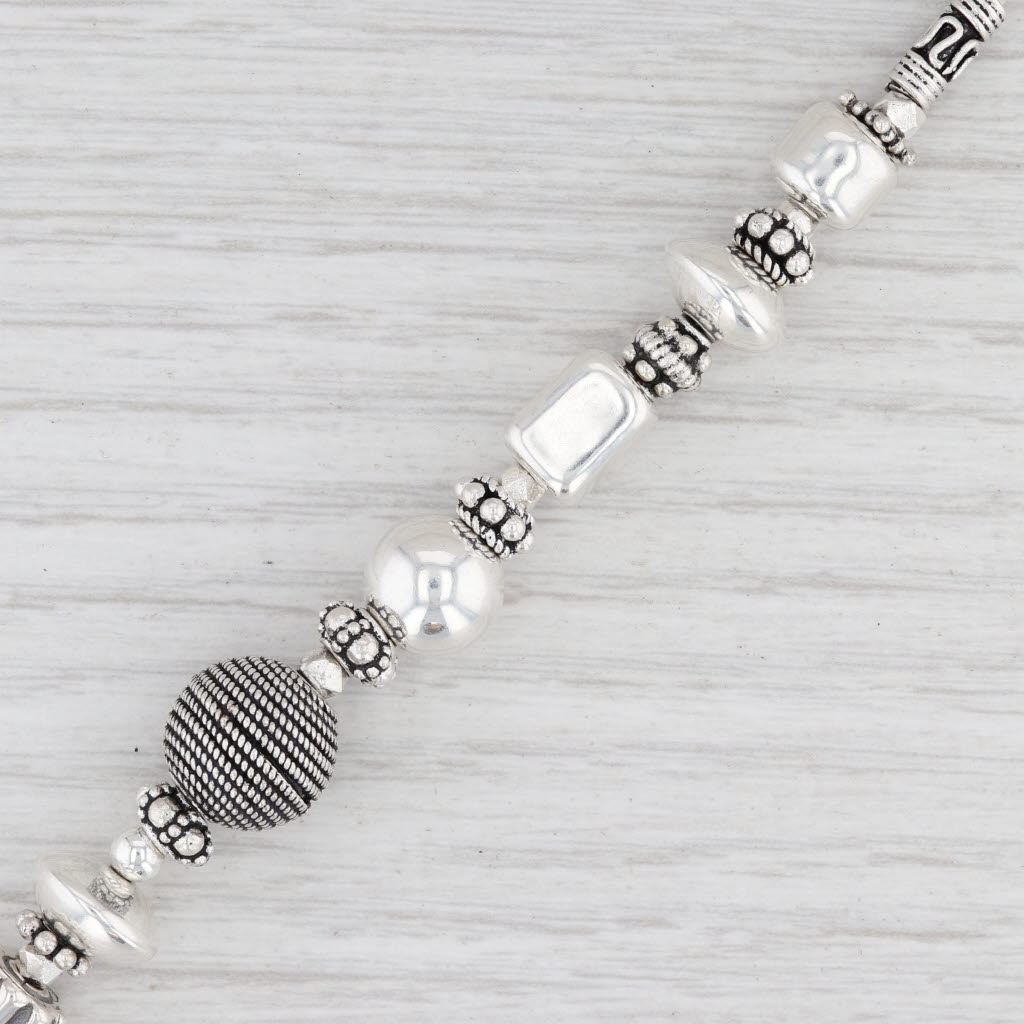 Light Gray New Bead Statement Bracelet Sterling Silver Wire Strand Toggle Clasp 6.75"