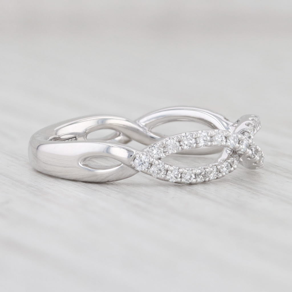 Light Gray Woven 0.35ctw Diamond Ring 18k White Gold Sz 5.75 Wedding Band Stackable A Jaffe