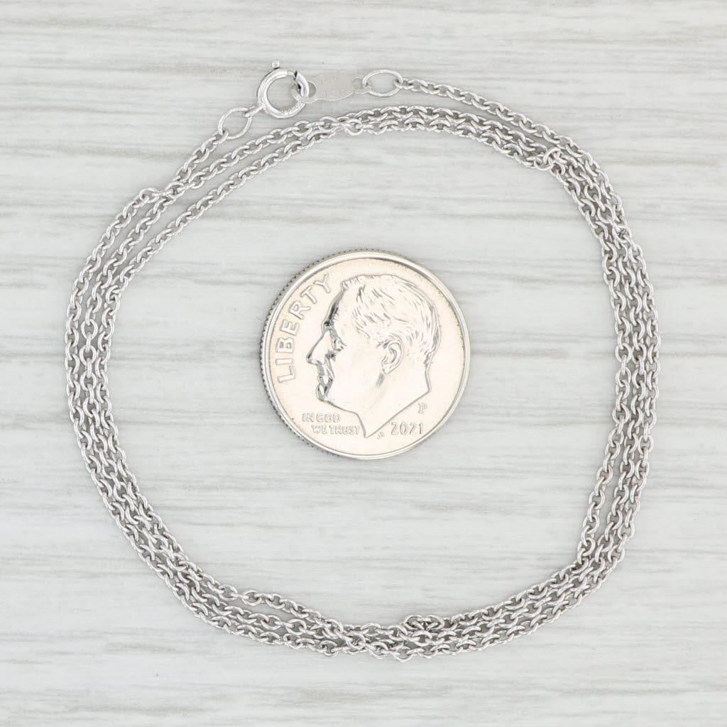 Light Gray 18" Cable Chain Necklace 14k White Gold 1mm