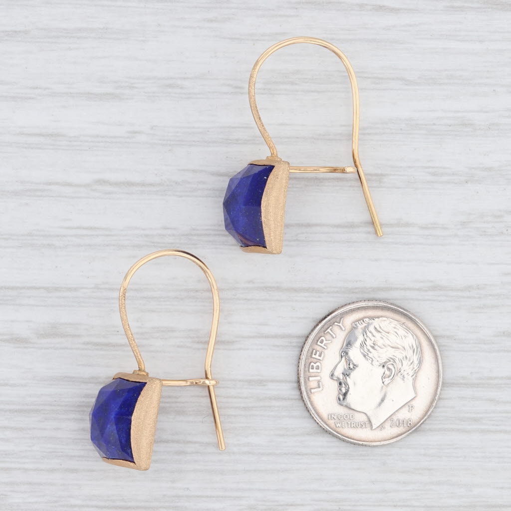 Light Gray New Nina Nguyen Blue Lapis Lazuli Drop Earrings 14k Yellow Gold Hook Posts