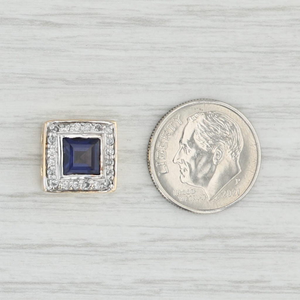 Light Gray 1.20ctw Iolite Diamond Halo Slide Charm 14k Yellow Gold Richard Klein Vintage