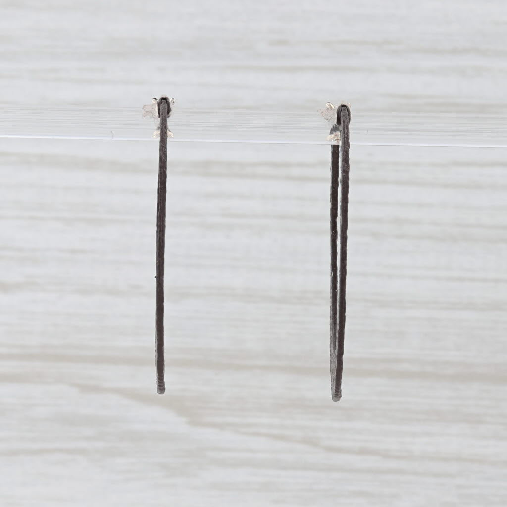 Light Gray New Nina Nguyen Hammered Hoop Earrings Oxidized Sterling Silver Snap Top