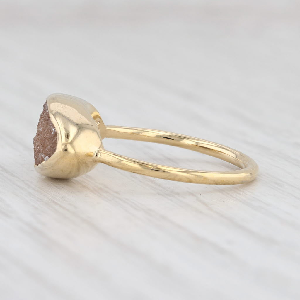 Light Gray New Nina Nguyen Ring Sand Druzy Quartz Sterling Silver 22k Gold Vermeil Size 7