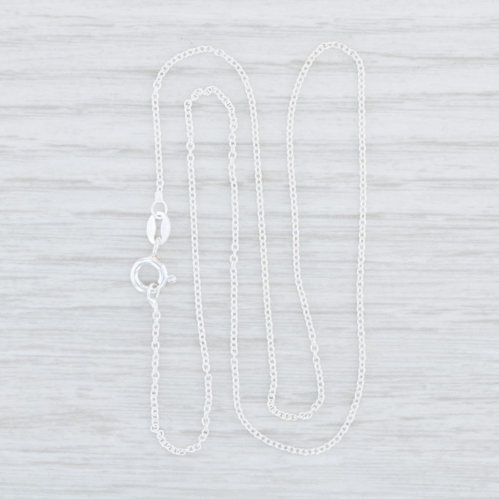 Light Gray New Round Cable Chain Necklace 925 Sterling Silver 18" 1.3mm Italian