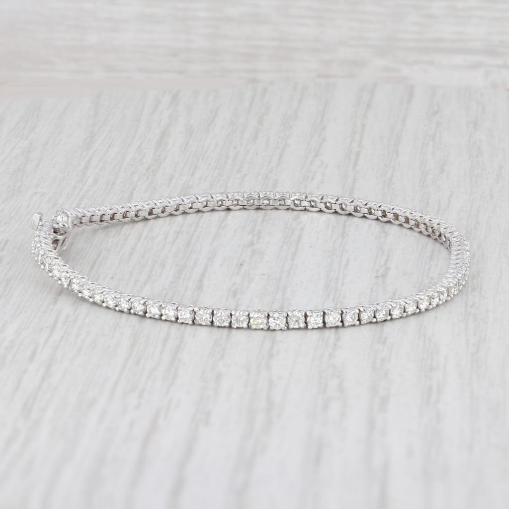 Light Gray New 2.50ctw VS2 Diamond Tennis Bracelet 14k White Gold 7" 2.4mm Snap Latch