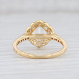 Light Gray New Beverley K Semi Mount Engagement Ring 18k Yellow Gold Size 6.5 Diamond Halo