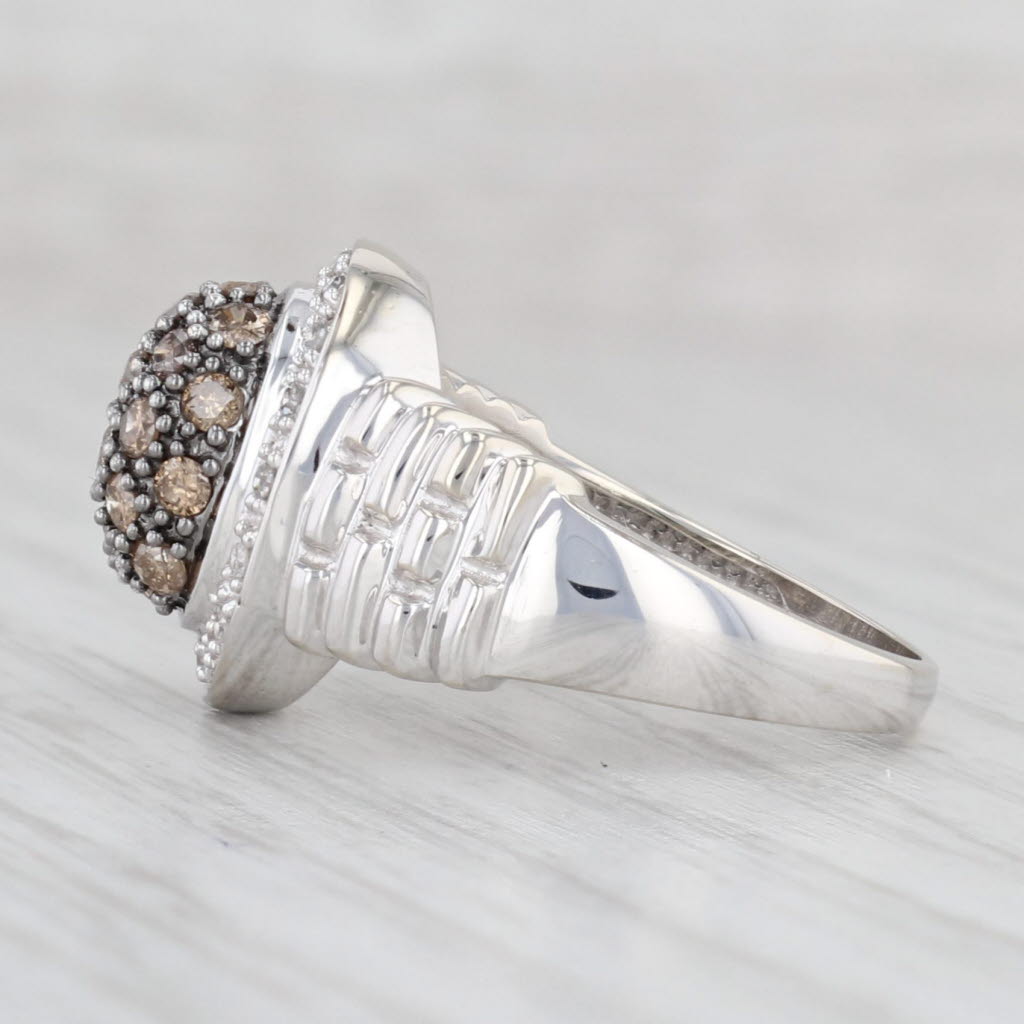 Light Gray New 0.46ctw Champagne Diamond Halo Ring 10k White Gold Size 7.25
