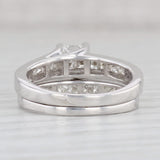 Light Gray 1.21ctw Princess Diamond Engagement Ring Wedding Band Bridal Set 14k White Gold
