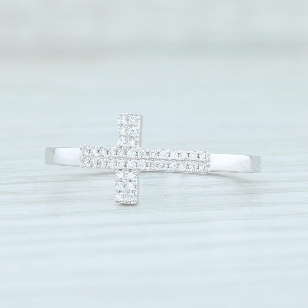 Light Gray New Diamond Cross Ring 14k White Gold Size 6.5 Religious Jewelry Promise Ring