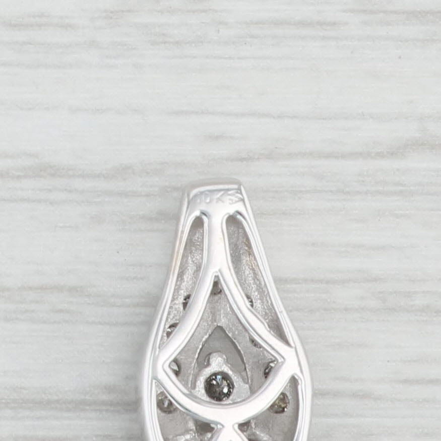 Light Gray 0.90ctw Diamond Cluster Pendant 10k White Gold Drop