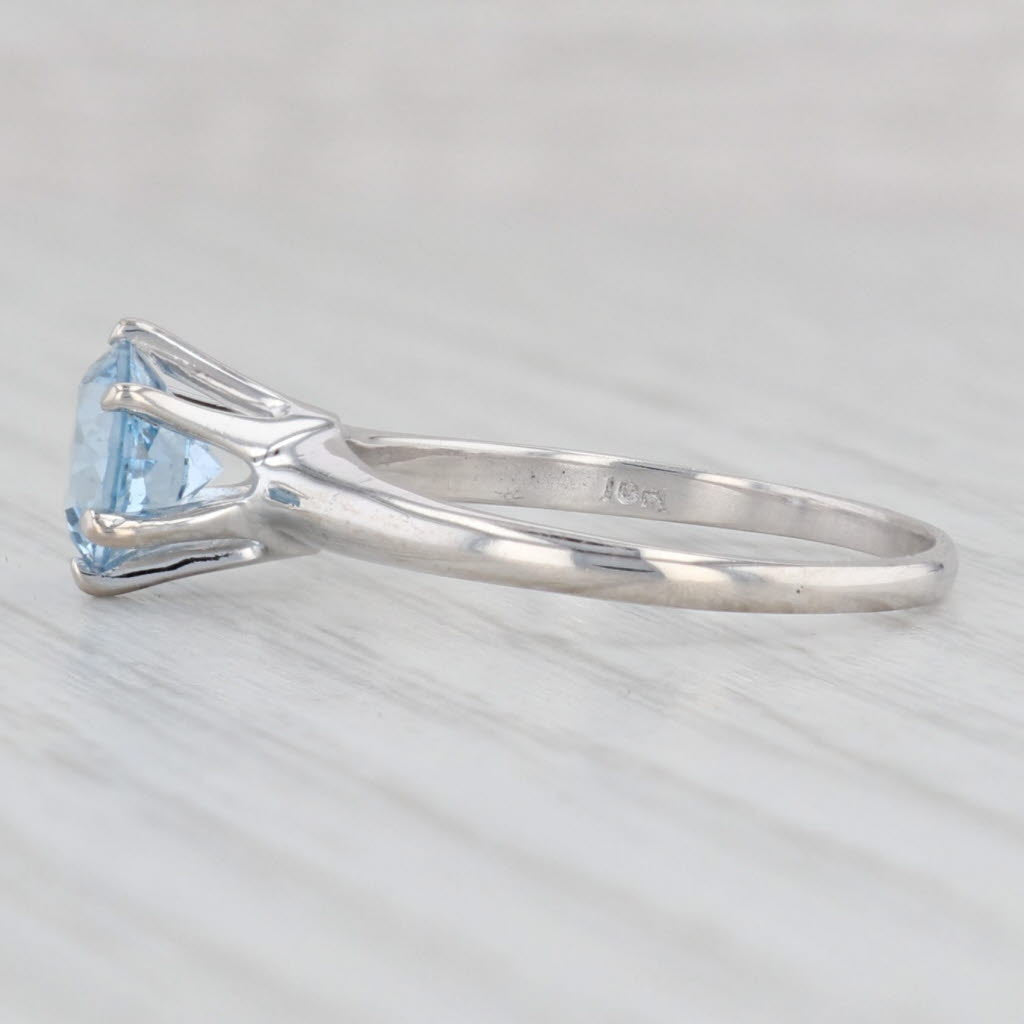 Light Gray 1.45ct Lab Created Spinel Ring 10k White Gold Size 8.75 Round Solitaire