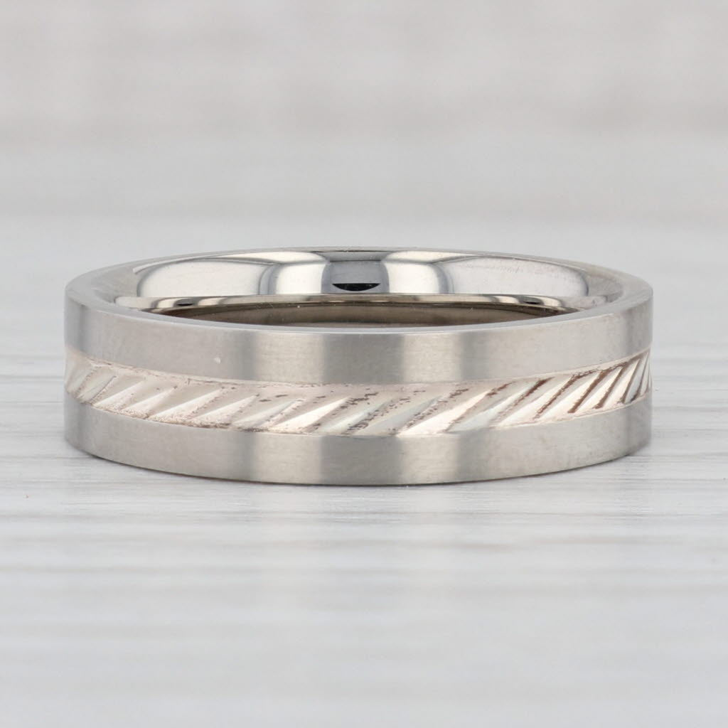 Light Gray New Men's Titanium Ring Size 10 Wedding Band Comfort Fit Patterned