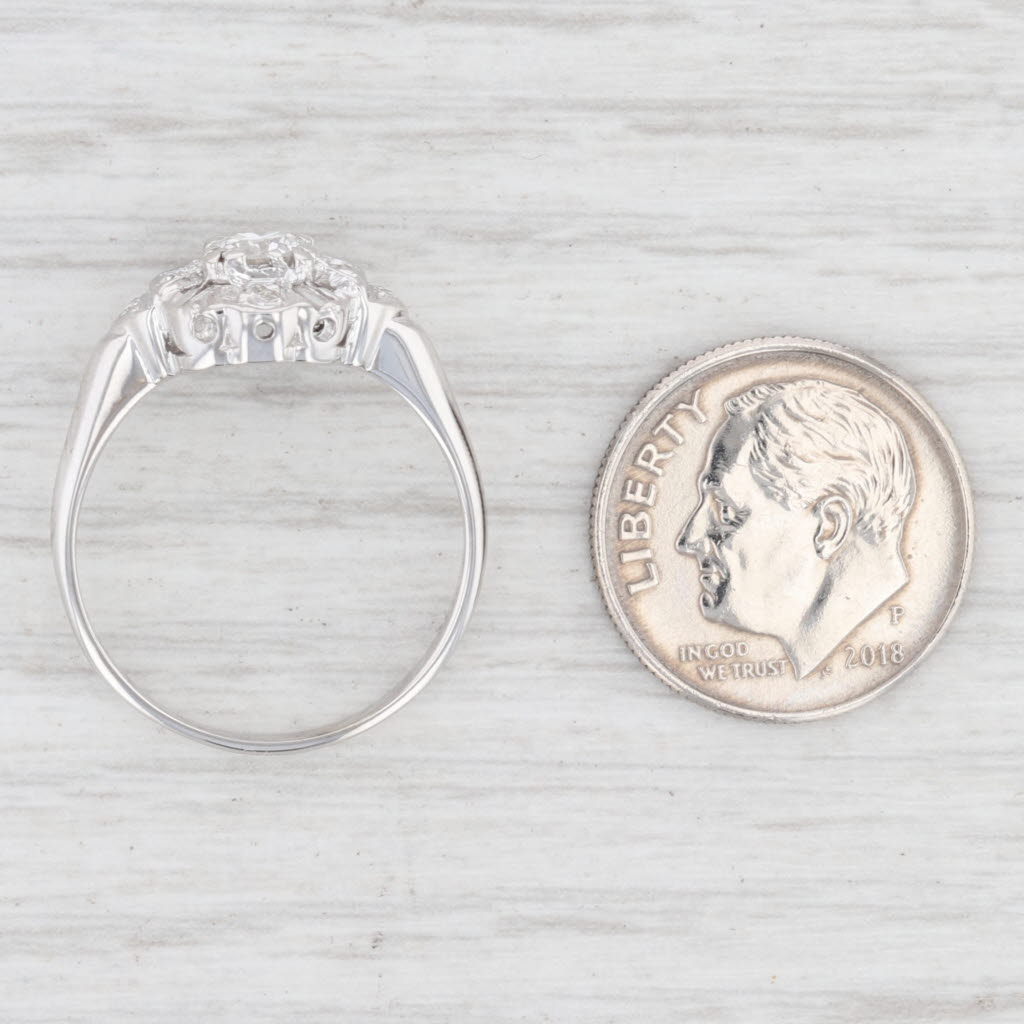 Light Gray Vintage 0.51ct Diamond Engagement Ring 14k White Gold Size 7.75