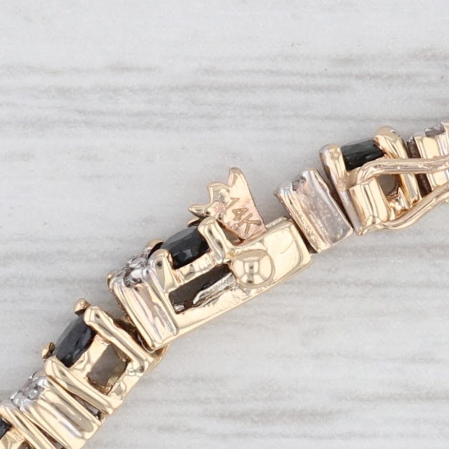 Light Gray 5.12ctw Blue Sapphire Diamond Tennis Bracelet 14k Yellow Gold 7.25" 3.2mm
