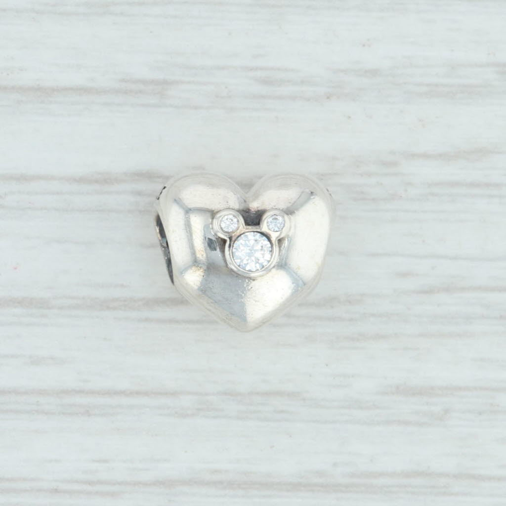 Light Gray New Authentic Pandora Disney Heart of Mickey 791453CZ Sterling Silver Clear CZ