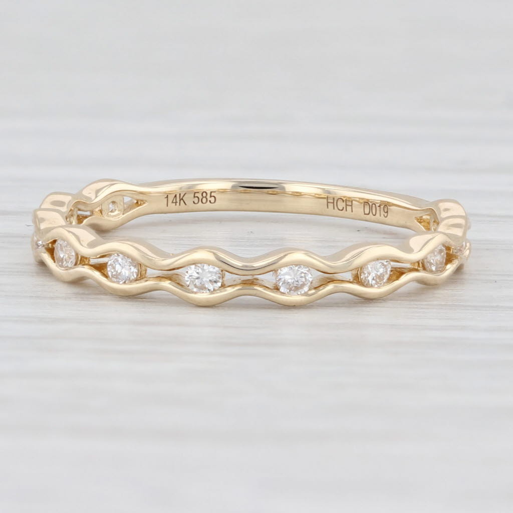 Light Gray New 0.19ctw Diamond Wedding Band 14k Yellow Gold Size 6.5 Stackable Ring